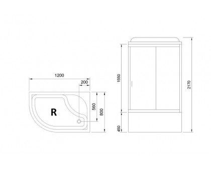 Душевая кабина Royal Bath RB 8120BK5-WT 120х80 см, с прозрачными стеклами, правосторонняя