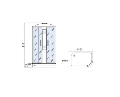 Душевая кабина Мономах 120/90/24 МЗ L 120х90х210, асимметричная