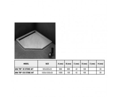 Душевой поддон WeltWasser WW TRP 100 STONE-WT 100х100 см белый с сифоном