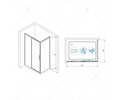 Душевой уголок RGW LE-41B (LE-12B + Z-22B) 160x90, прозрачное стекло