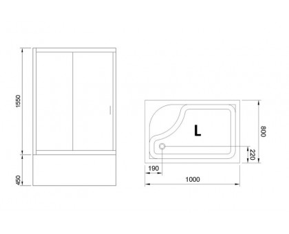 Душевой уголок Royal Bath RB 8100BP-T 100х80 см, с прозрачными стеклами, левосторонний