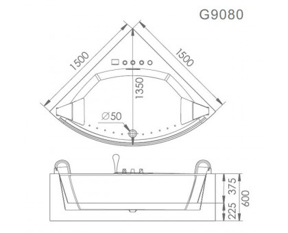 Акриловая ванна Gemy G9080 O