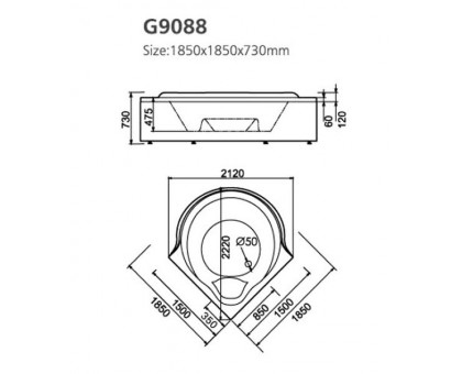 Акриловая ванна Gemy G9088 K